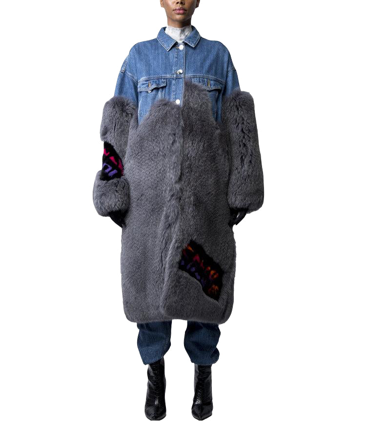 DENIM GRAFFITI FOX FUR JACKET – Romeo Hunte